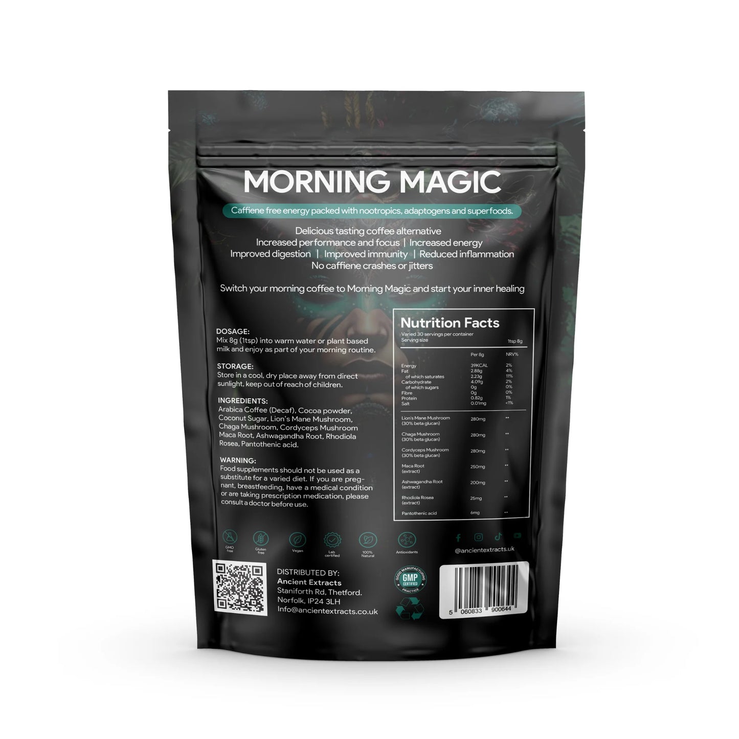 Ancient Extracts Morning Magic Decaf Mushroom Coffee Alternative (240g)