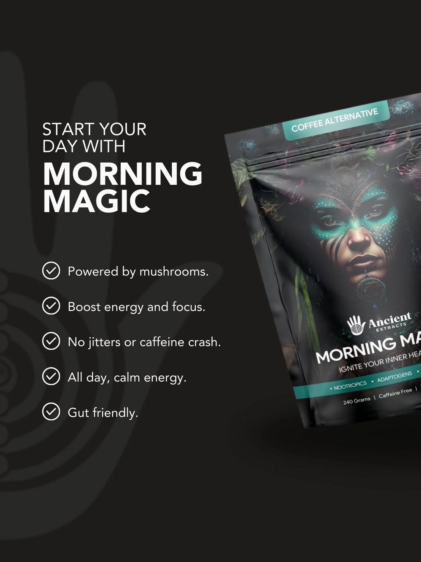 Ancient Extracts Morning Magic Decaf Mushroom Coffee Alternative (240g)