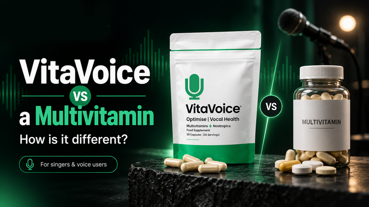VitaVoice vocal health supplement compared with a standard multivitamin for singers and voice professionals